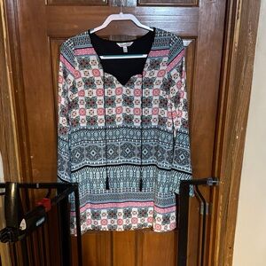 Speechless Geometric Patterned Tunic - Black, Pink, Blue